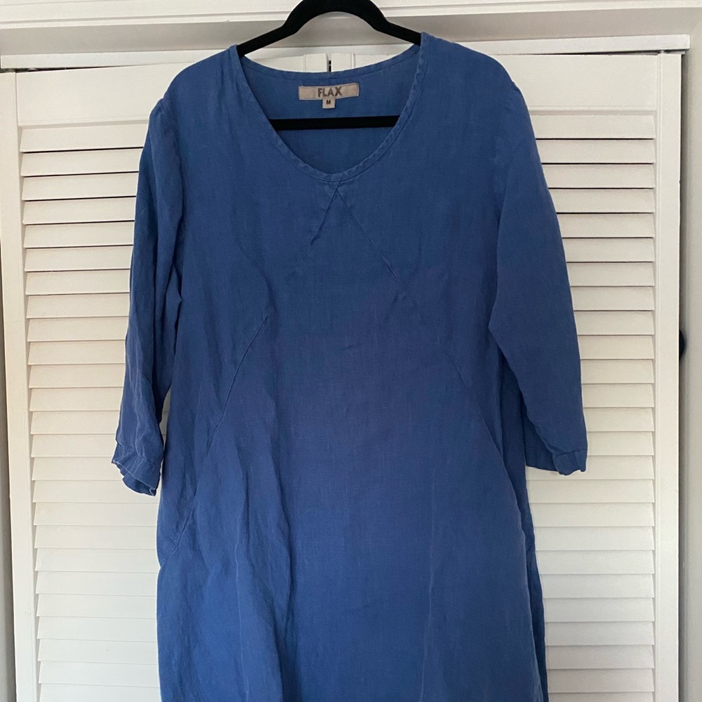 Flax linen blue dress